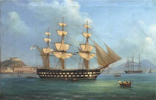 Tommaso de Simone - H.M.S. Cressy lying at anchor off Naples