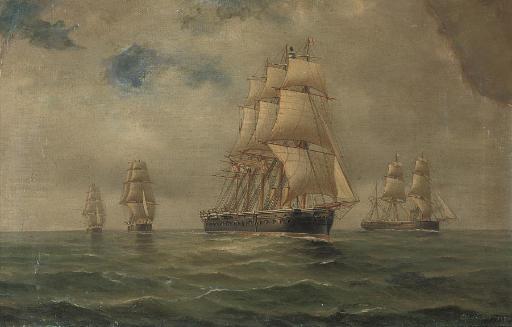 Tommaso De Simone - H.M.S. Northumberland and other ships of the so-called \'Black Battlefleet\' at sea