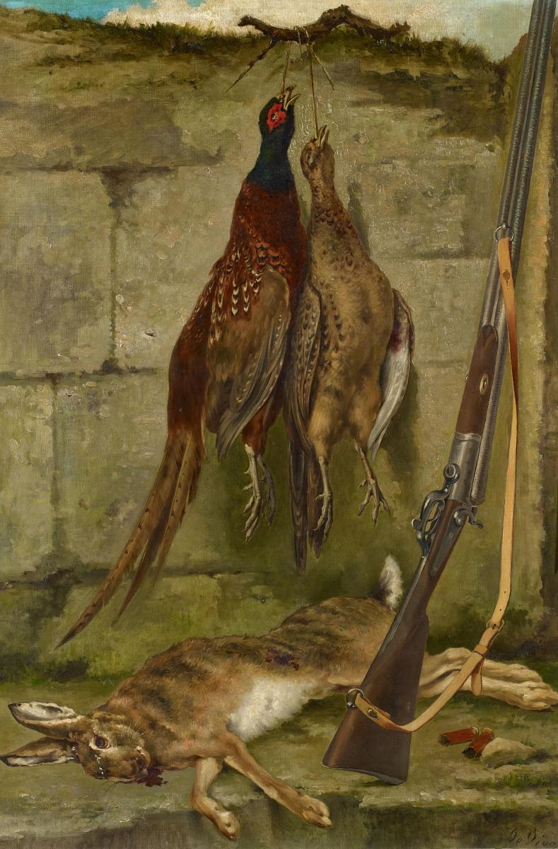 Tommaso de Vivo - Jagdtsillleben mit Fasanen und einem Hasen