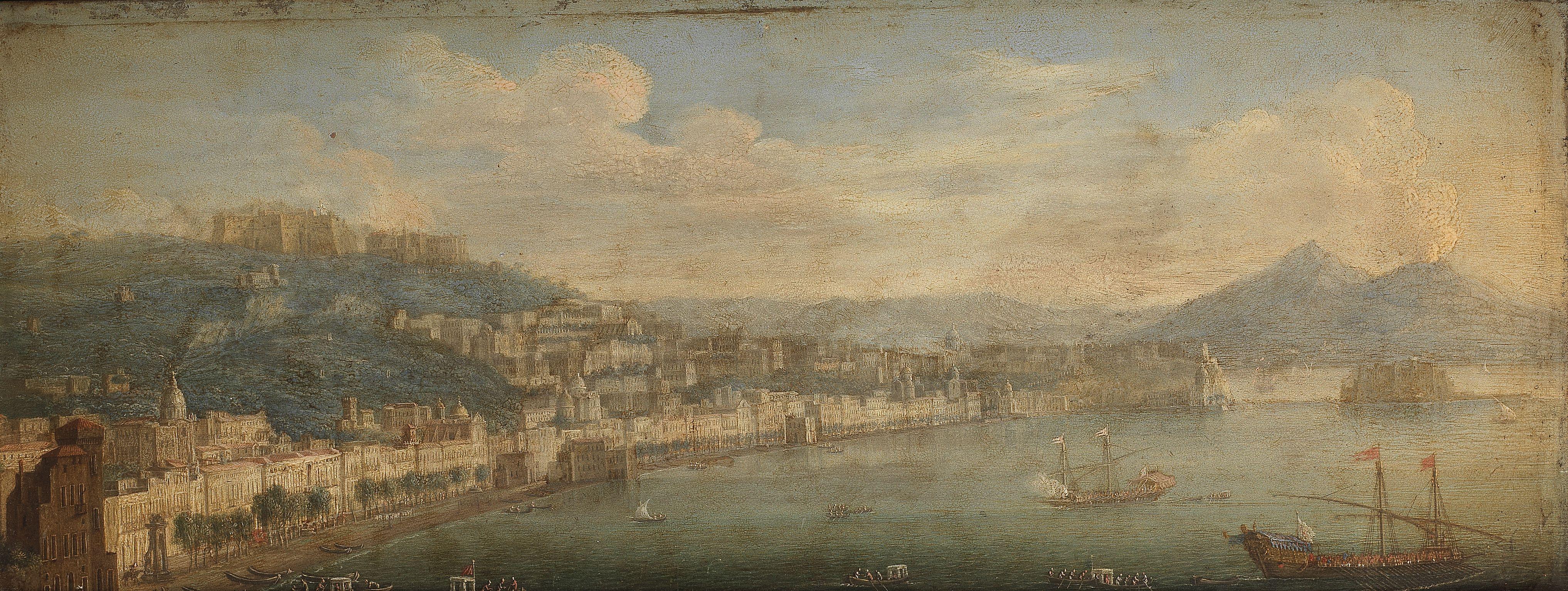 Tommaso Ruiz - Naples, looking towards the Castel dell\'Ovo with Vesuvius in the distance; and A panoramic view of Naples, looking towards the Castel Sant\'Elmo and Posillipo (2)