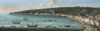 Tommaso Ruiz - The bay of Naples from the Castel dell\'Ovo with the Riviera di Chiaia and Posillipo beyond