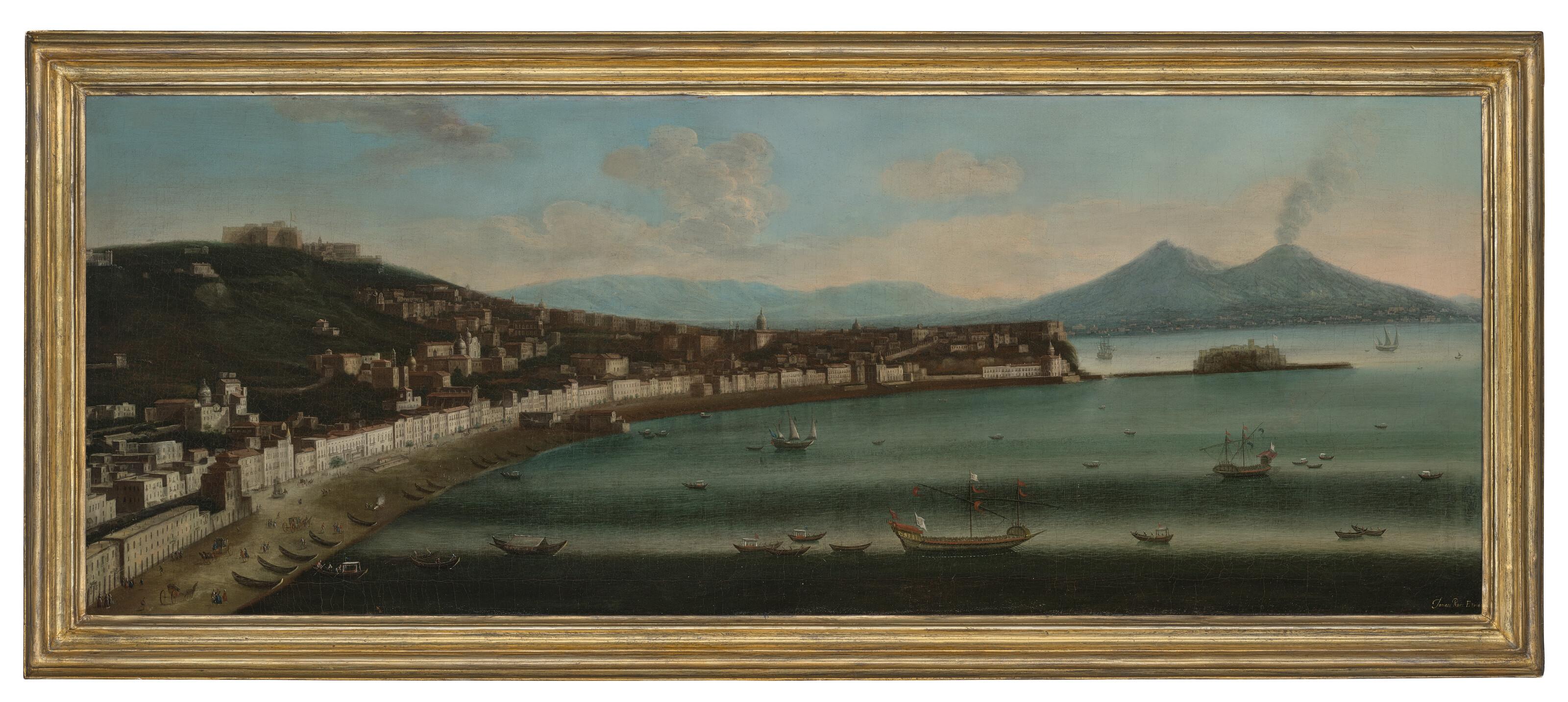 Tommaso Ruiz - The Bay of Naples from the West, with the Chiaia, San Martino, Capodimonte, Castel dell\'Ovo and Vesuvius beyond