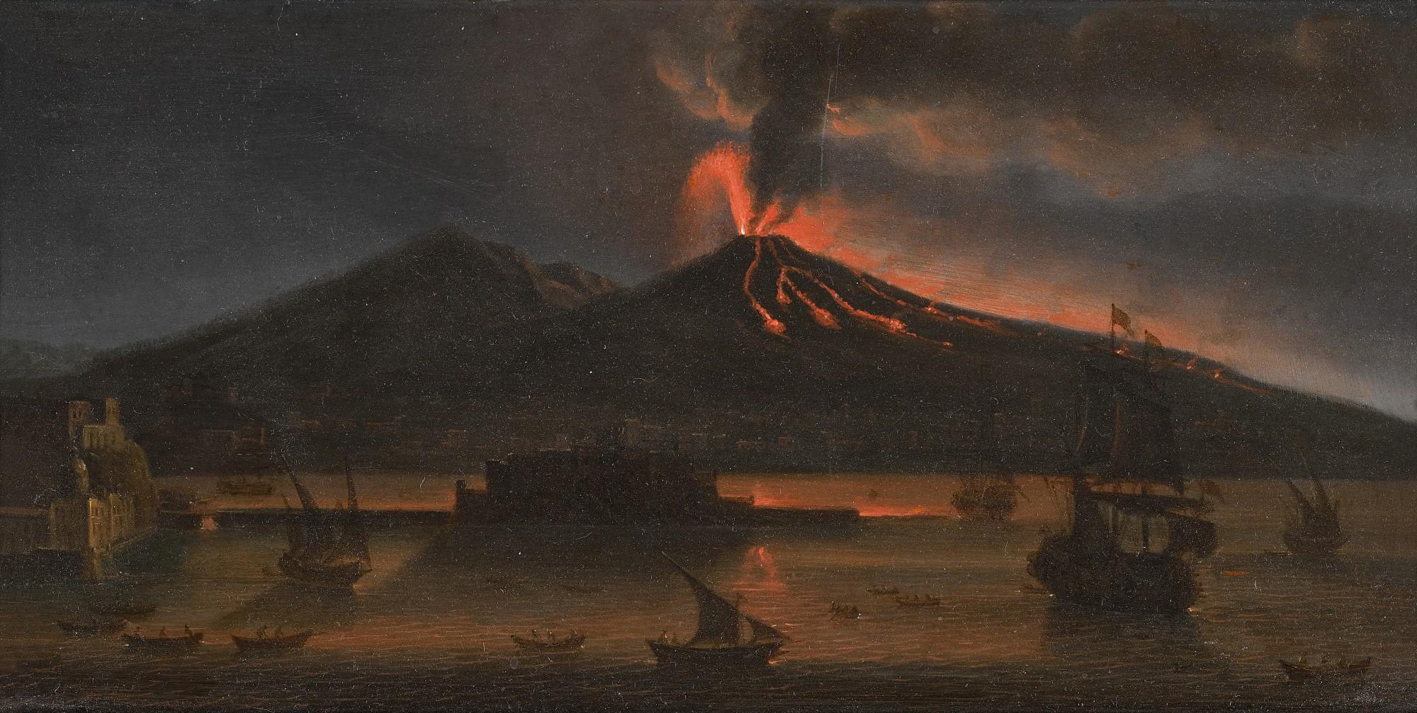 Tommaso Ruiz - Vesuvius Erupting At Night, May 1737