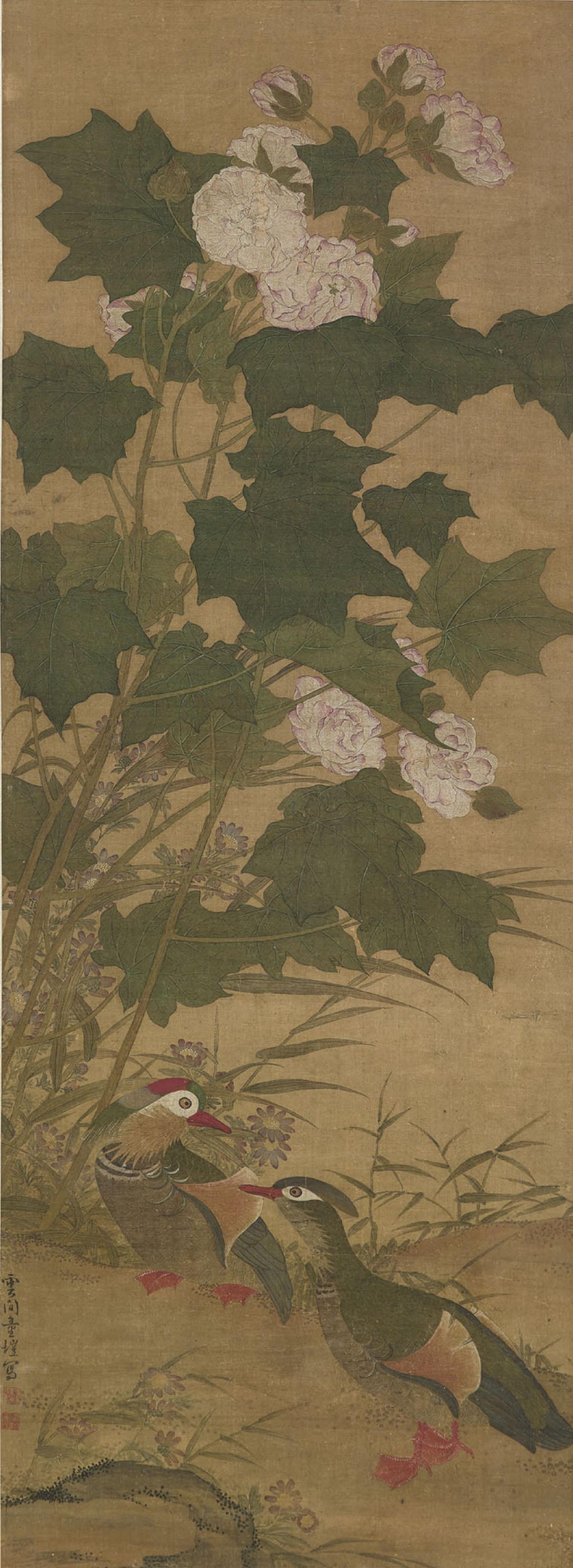 Tong Kai - Flowers and Mandarin Ducks