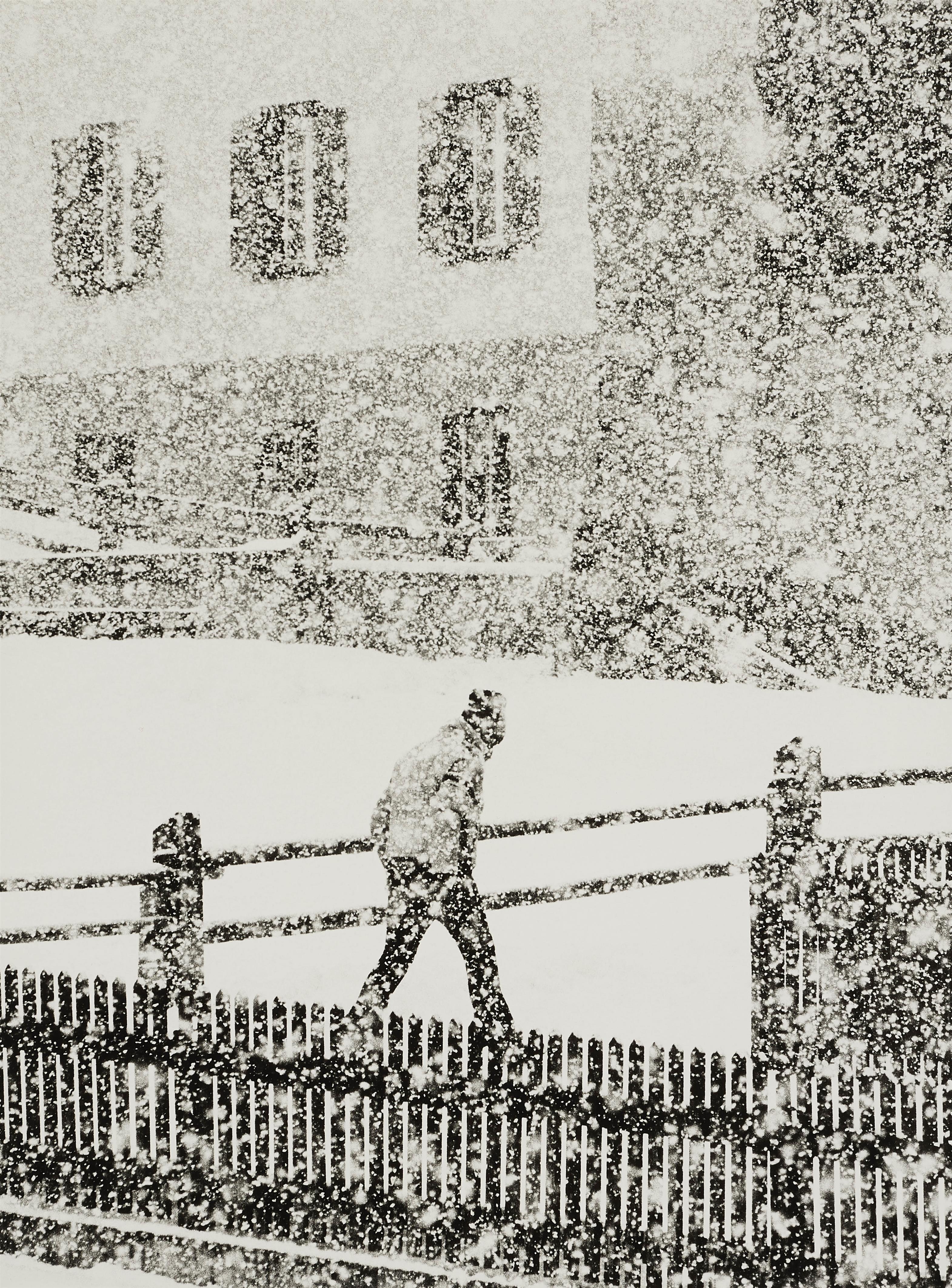 Toni Schneiders - Schneefall in Savognin, Graubünden