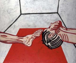 Tony Bevan - White Room, Head, Leg And Red Table