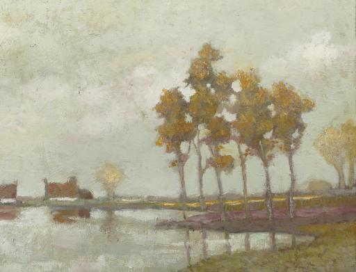 Toon Hermans - Herfstbomen aan plas