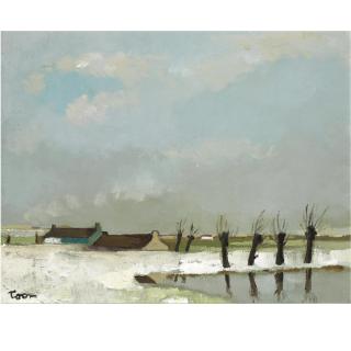 Toon Hermans - Willow Trees In A Winter Landscape