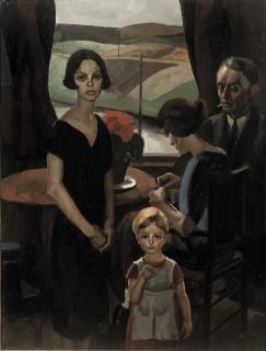 Toon Kelder - People around a Table, including the Art-Critic Albert Plasschaert