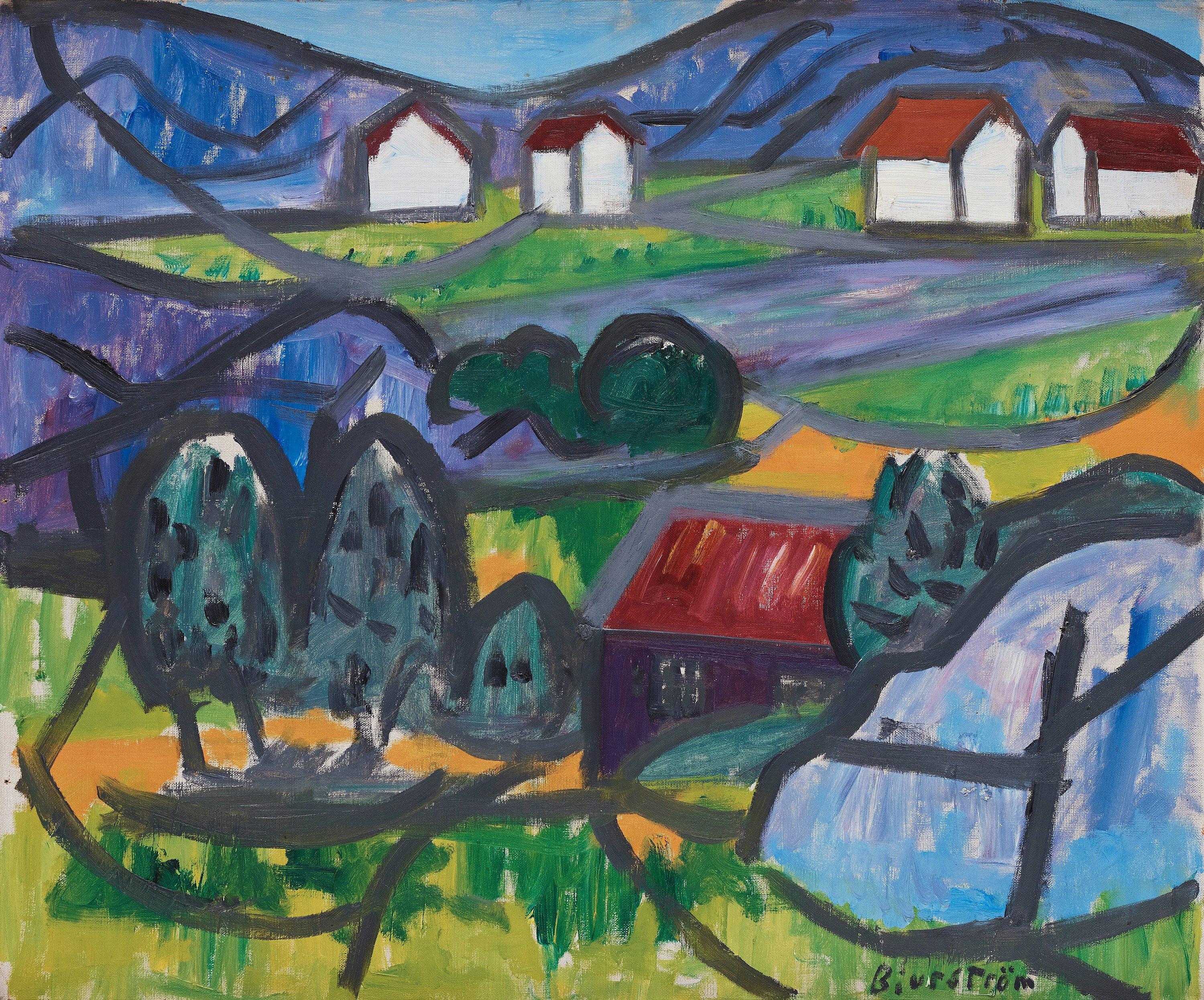 Tor Bjurström - Blooming lanscape with houses.