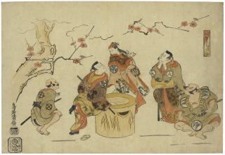 Torii Kiyomasu I - Inoko Mochitsuki (Pounding Mochi For The Day Of The Boar Festival)