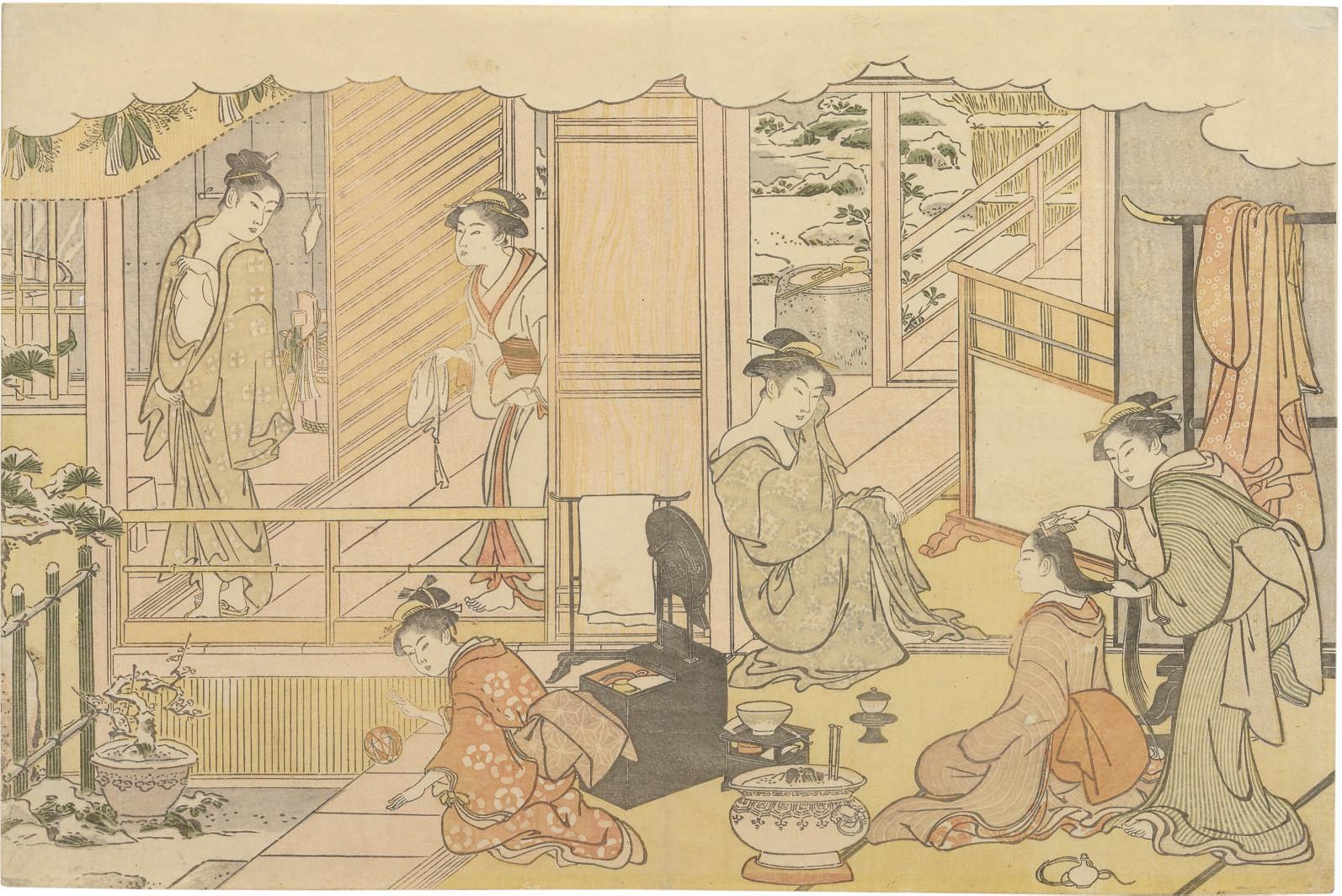 Torii Kiyonaga - Saishiki mitsu no asa (Colors of the triple dawn)