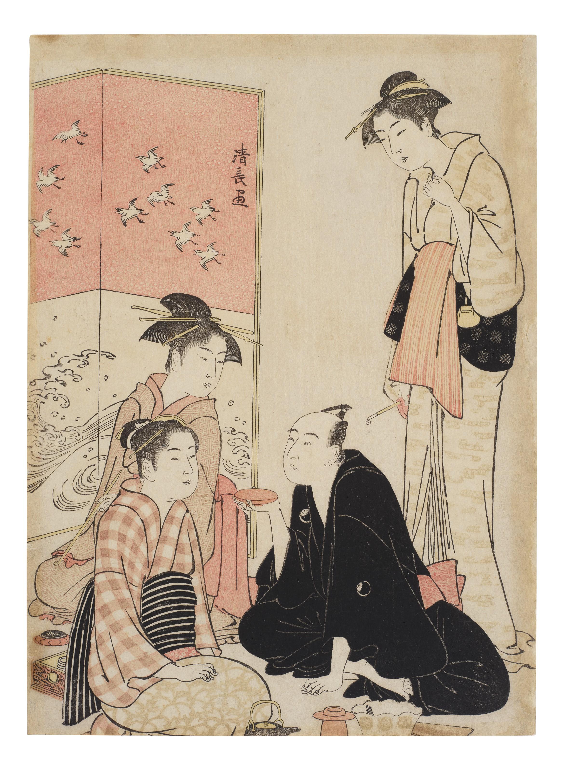 Torii Kiyonaga - The Actor Sawamura Sojuro III And Courtesans