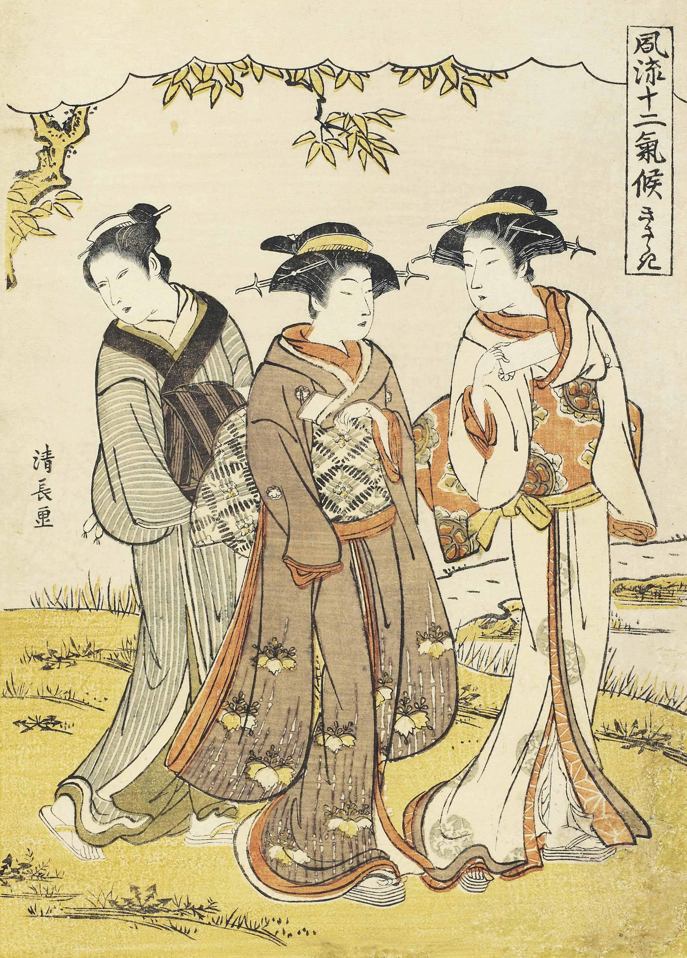 Torii Kiyonaga - The Second Month (Kisaragi), from the series Furyu juni kiko [Fashionable Scenes from the Twelve Months], circa 1779, signed Kiyonaga ga