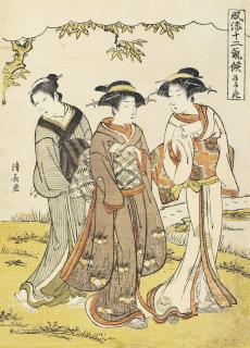 Torii Kiyonaga - The Second Month (Kisaragi), from the series Furyu juni kiko [Fashionable Scenes from the Twelve Months], circa 1779, signed Kiyonaga ga
