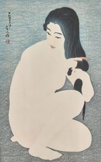 Torii Kotondo - Combing Hair (Kamisuki)