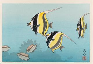 Toshi Yoshida - Holzschnitt: Hawaiian Fishes B.