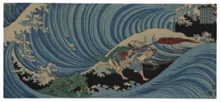 Totoya Hokkei - Nagato Mekari Shinji (The Seaweed-Gathering Ritual At Nagato)