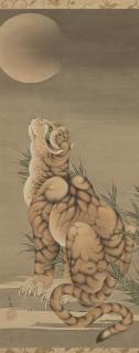 Totoya Hokkei - Tiger Looking At The Moon