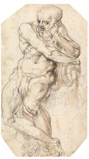 Toussaint Dubreuil - Recto: A Seated River God with a Dolphin Verso: A Triton