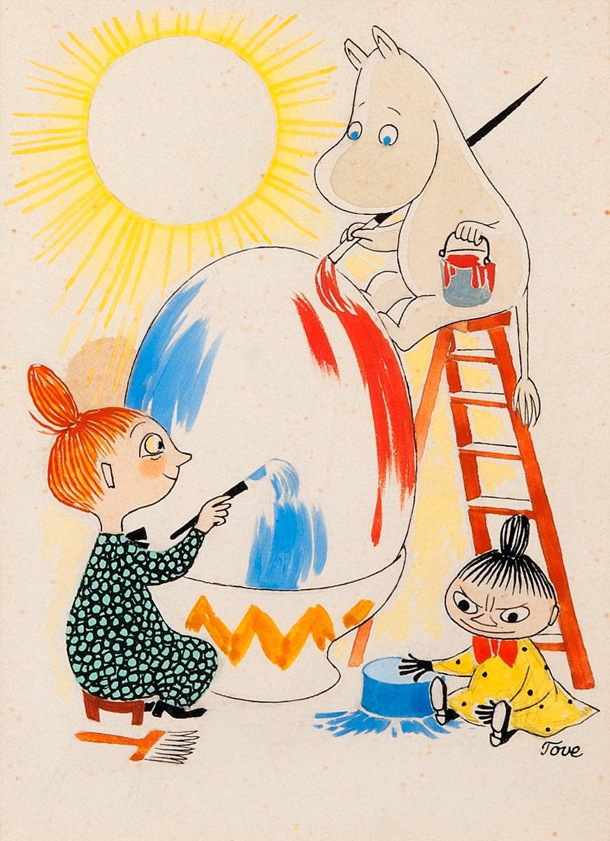 Tove Jansson - Moomin And The Mymble Paint An Easter Egg.