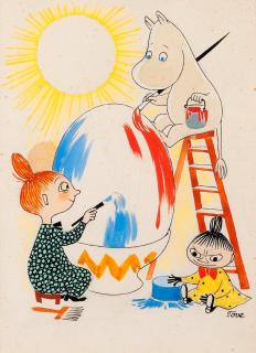 Tove Jansson - Moomin And The Mymble Paint An Easter Egg.