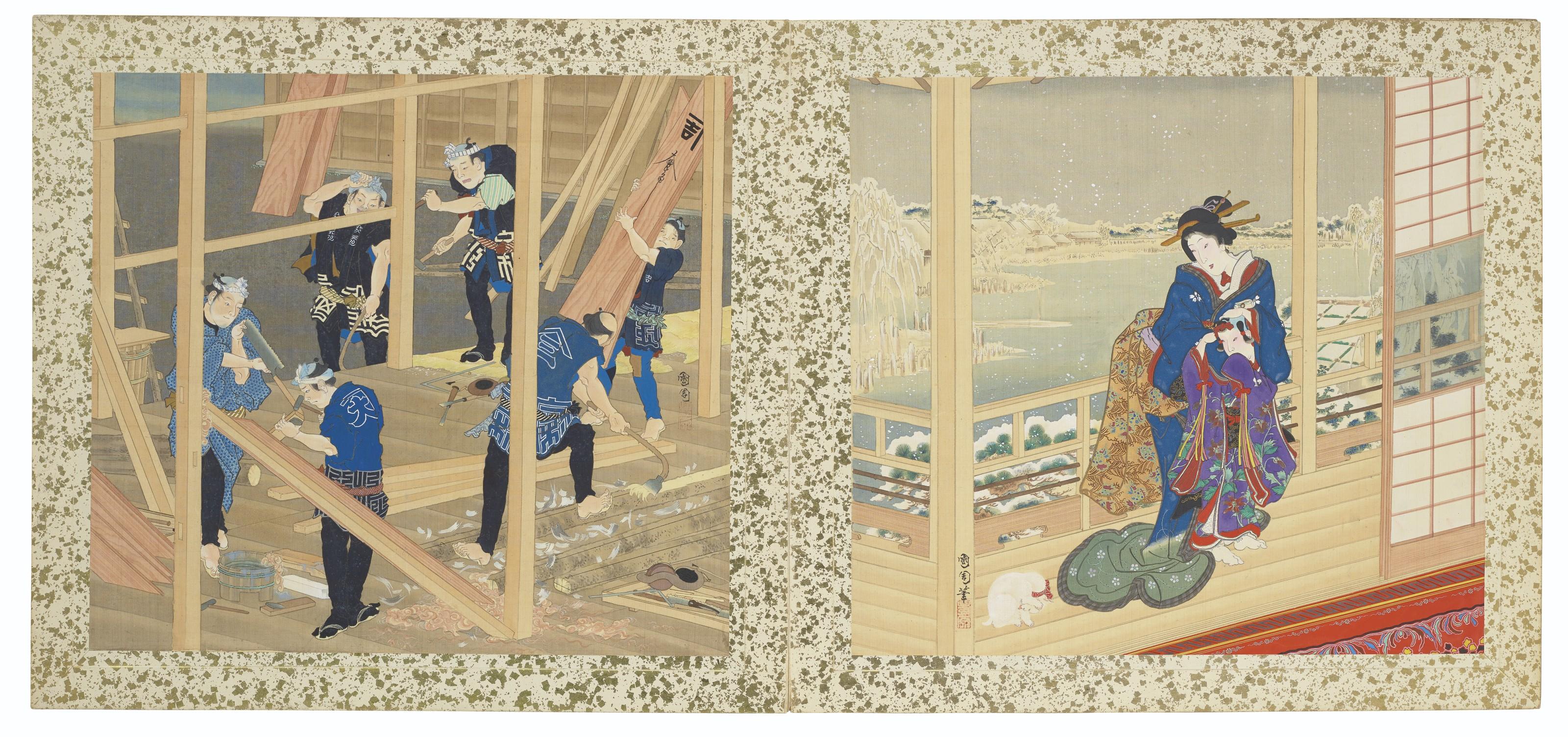 Toyohara Kunichika - Artisans, Beauties And Annual Events
