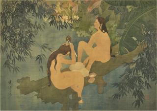 Tran Duy Liem - La Baignade Dans La Riviére (The River Bath)