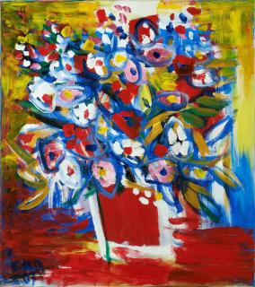 Tran Luu Hau - Flowers in Red Vase