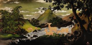 Tran Van Ha - Stags And Does In A Mountain Landscape