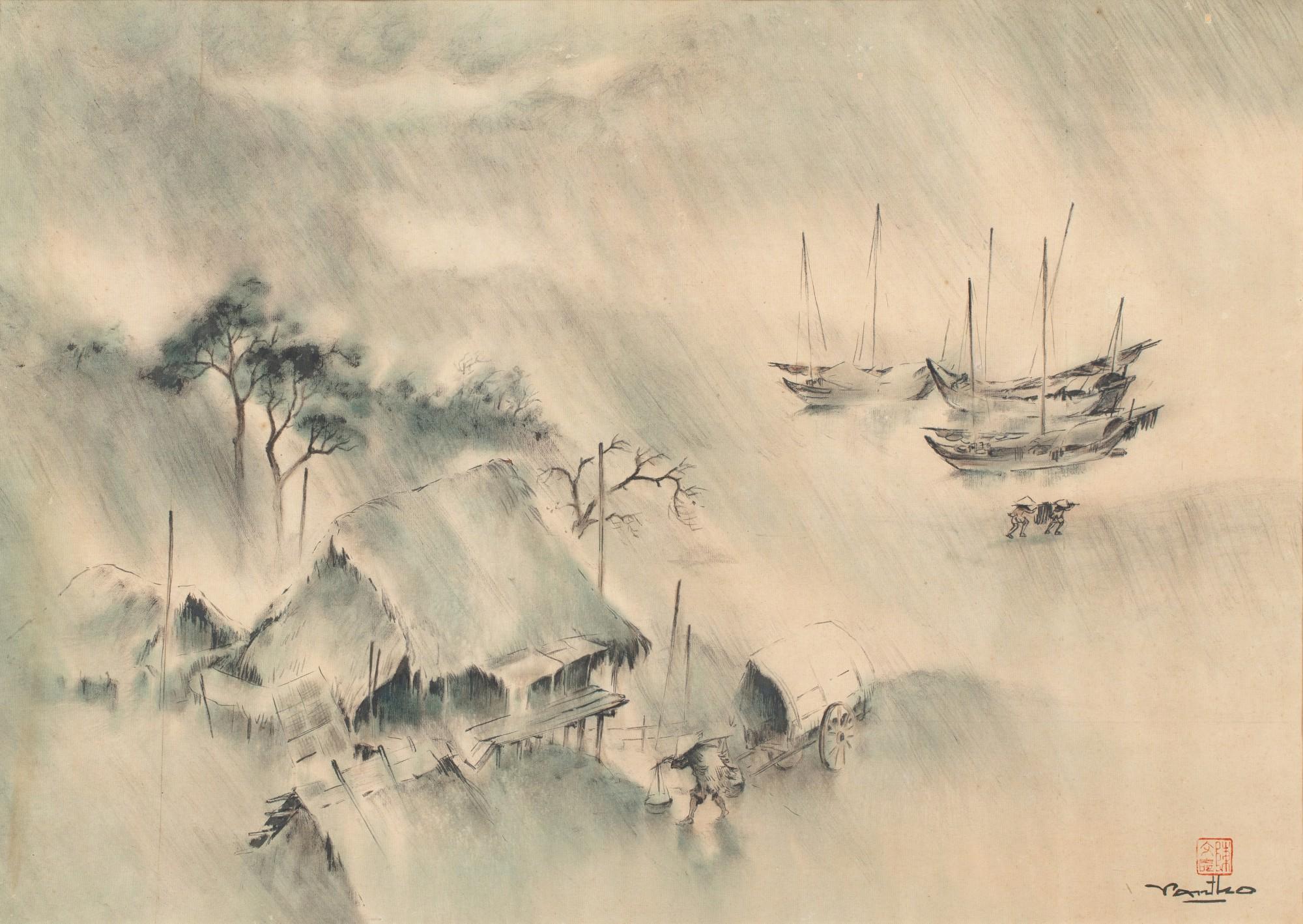 Tran Van Tho - Return of Fishermen under the Rain | 漁民雨中歸