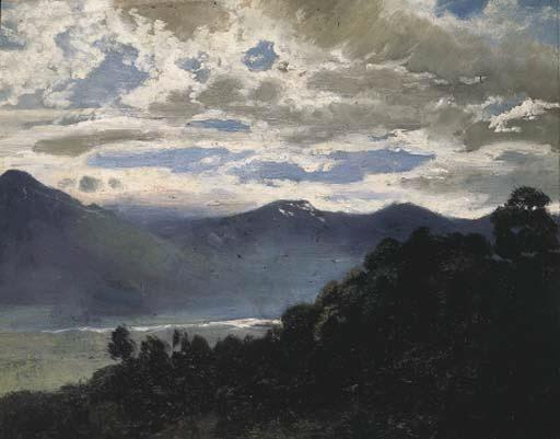 Traugott Schiess - Rheintal in der Dämmerung