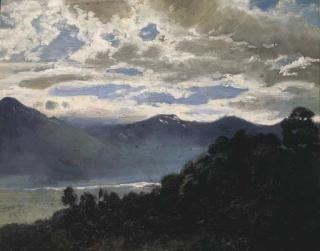 Traugott Schiess - Rheintal in der Dämmerung