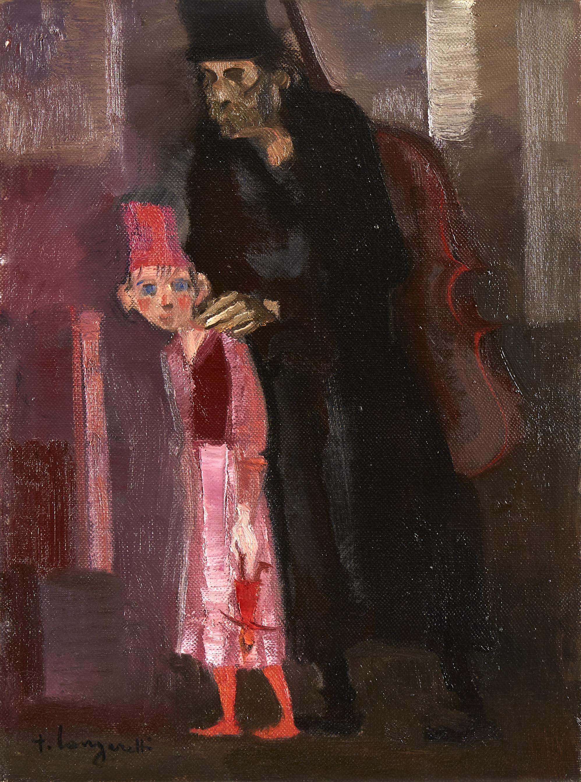 Trento Longaretti - Vecchio mendicante e bambina