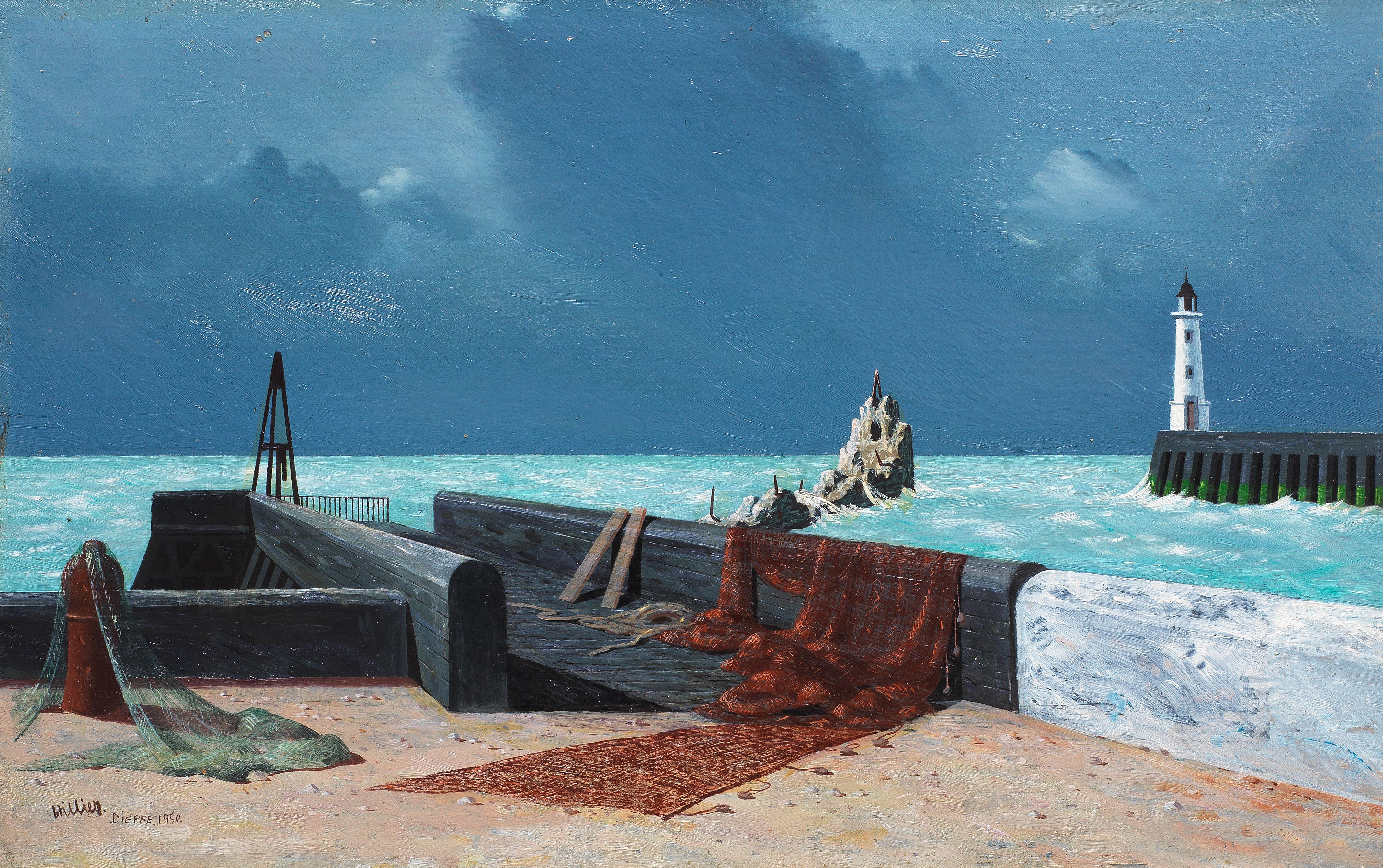 Tristram Hillier R.A. - Ruined Pier, Dieppe