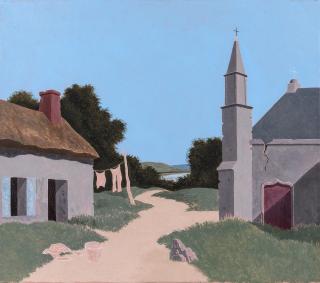 Tristram Hillier R.A. - Village with Clothesline