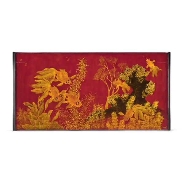Truong Van Thanh - A lacquer coffee table with a lacquer table-top panel decorated with fish