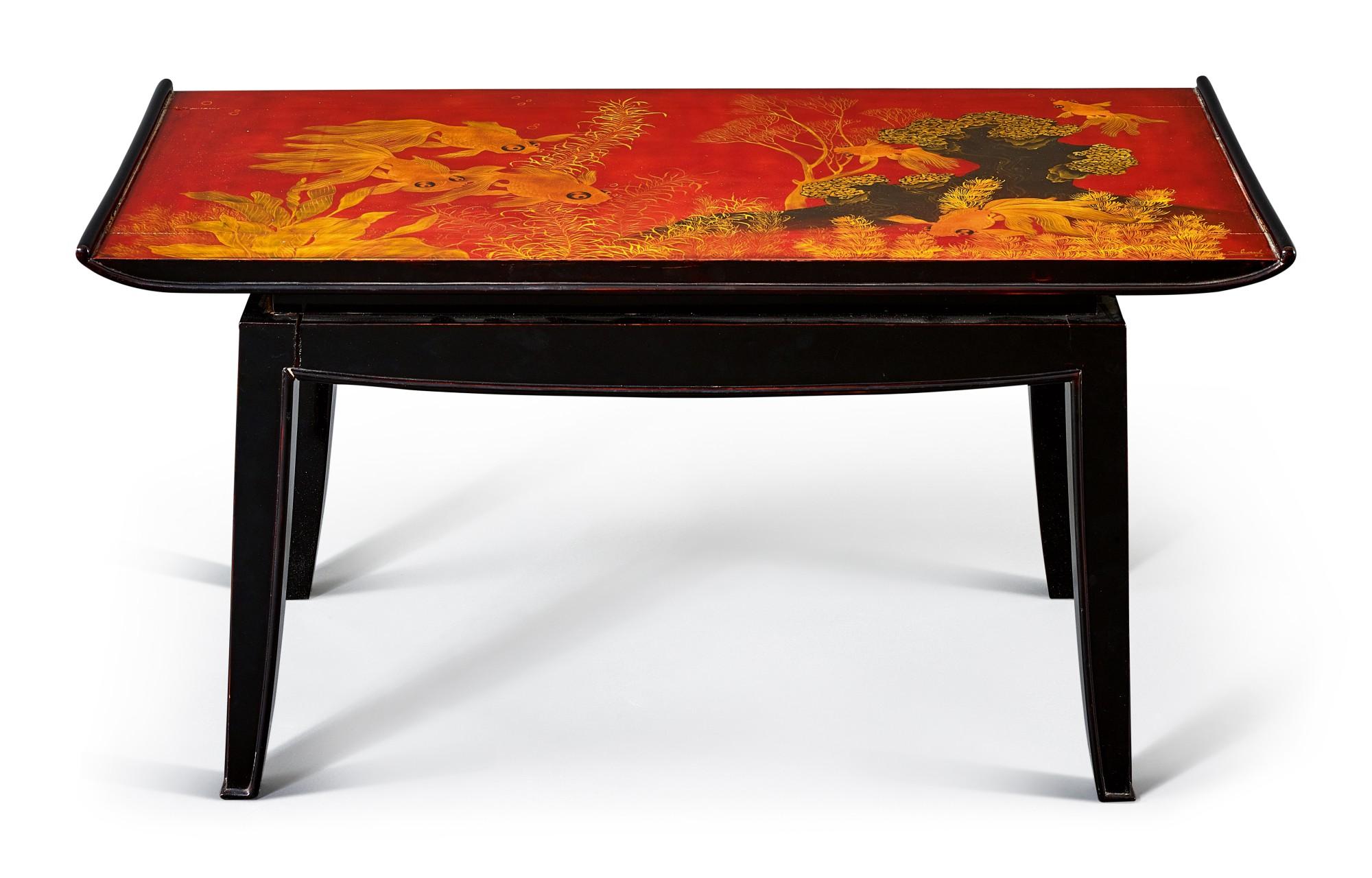Truong Van Thanh - Truong Van Thanh | A lacquer coffee table with a lacquer table-top panel decorated with fish