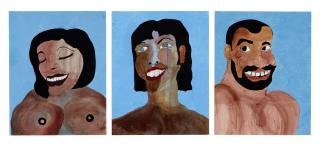 Tschabalala Self - Black Joy 8 - Chocolate Lady with Pretty Teeth; Black Joy 9 - Long Neck; Black Joy 10 - Goodman