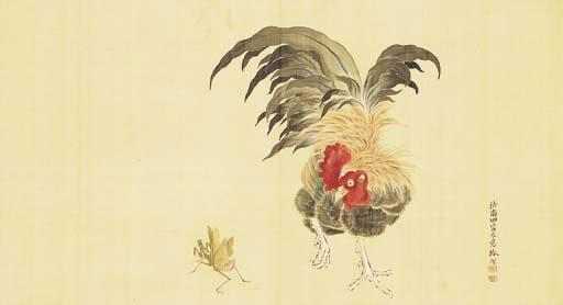Tsubaki Chinzan - Rooster and praying mantis