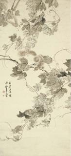 Tsubaki Chinzan - Wild Grapes And Squirrel