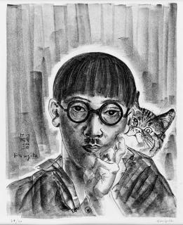 Tsuguharu Foujita - Autoportrait Au Chat (Buisson 26.65)