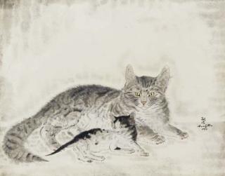 Tsuguharu Foujita - Chatte Et Chaton