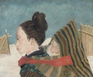 Tsuguharu Foujita - Jeune Femme D\'Akita Et Son Enfant