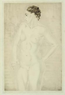 Tsuguharu Foujita - Nu debout de profil, from Les Femmes (Boussin 30.77)