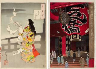 Tsukioka Yoshitoshi - Asakusa Temple