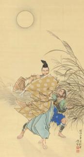 Tsukioka Yoshitoshi - Fujiwara no Yasumasa gekka roteki zu (Fujiwara no Yasumasa playing the flute by moonlight)
