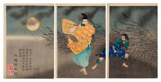 Tsukioka Yoshitoshi - Fujiwara Yasumasa gekka roteki zu (Fujiwara Yasumasa plays the flute by moonlight)