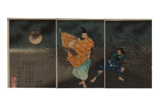 Tsukioka Yoshitoshi - Fujiwara Yasumasa gekka roteki zu (Fujiwara Yasumasa plays the flute by moonlight)