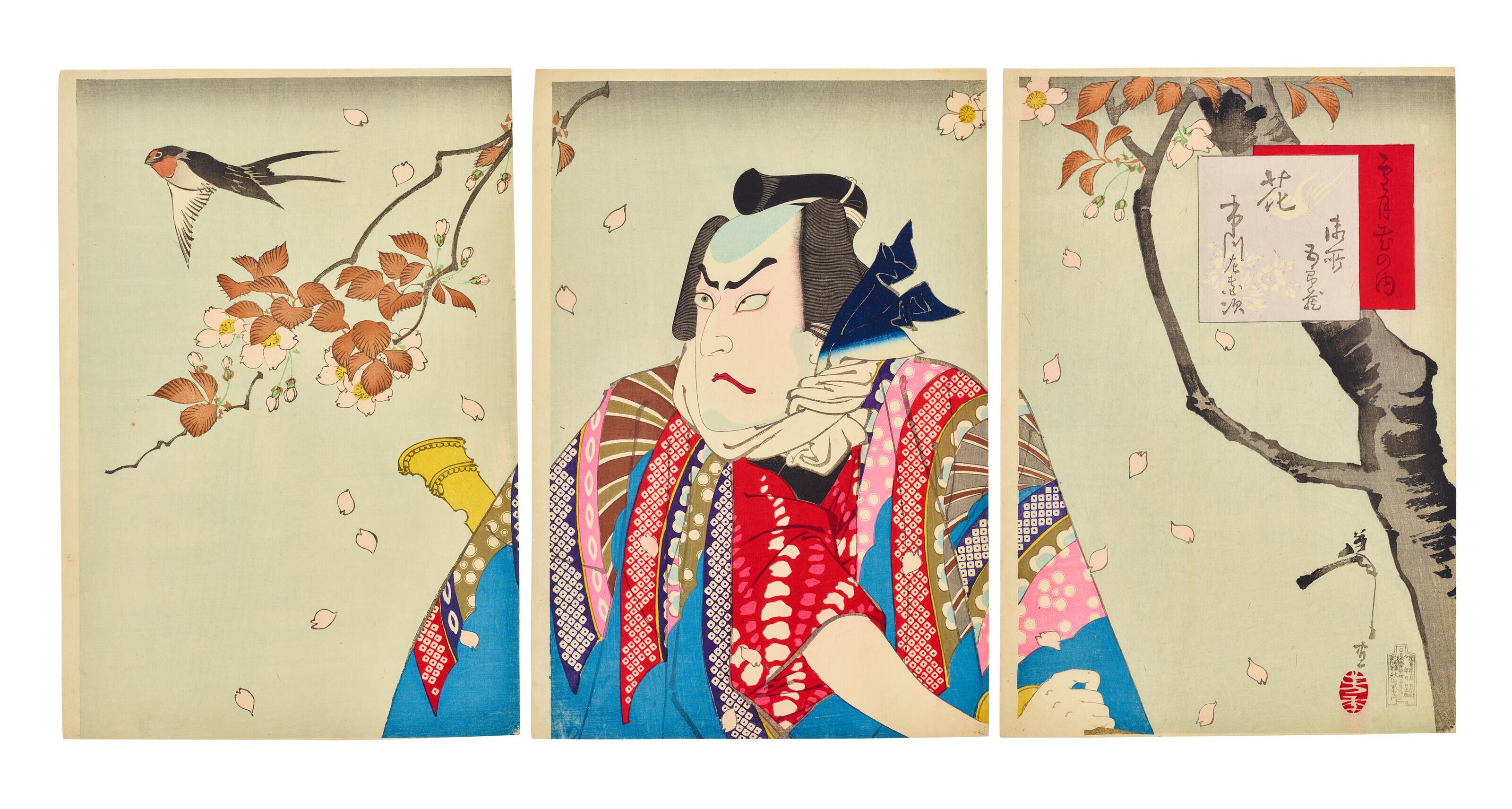 Tsukioka Yoshitoshi - Hana (Flower): Ichikawa Sadanji as Gosho no Gorozo